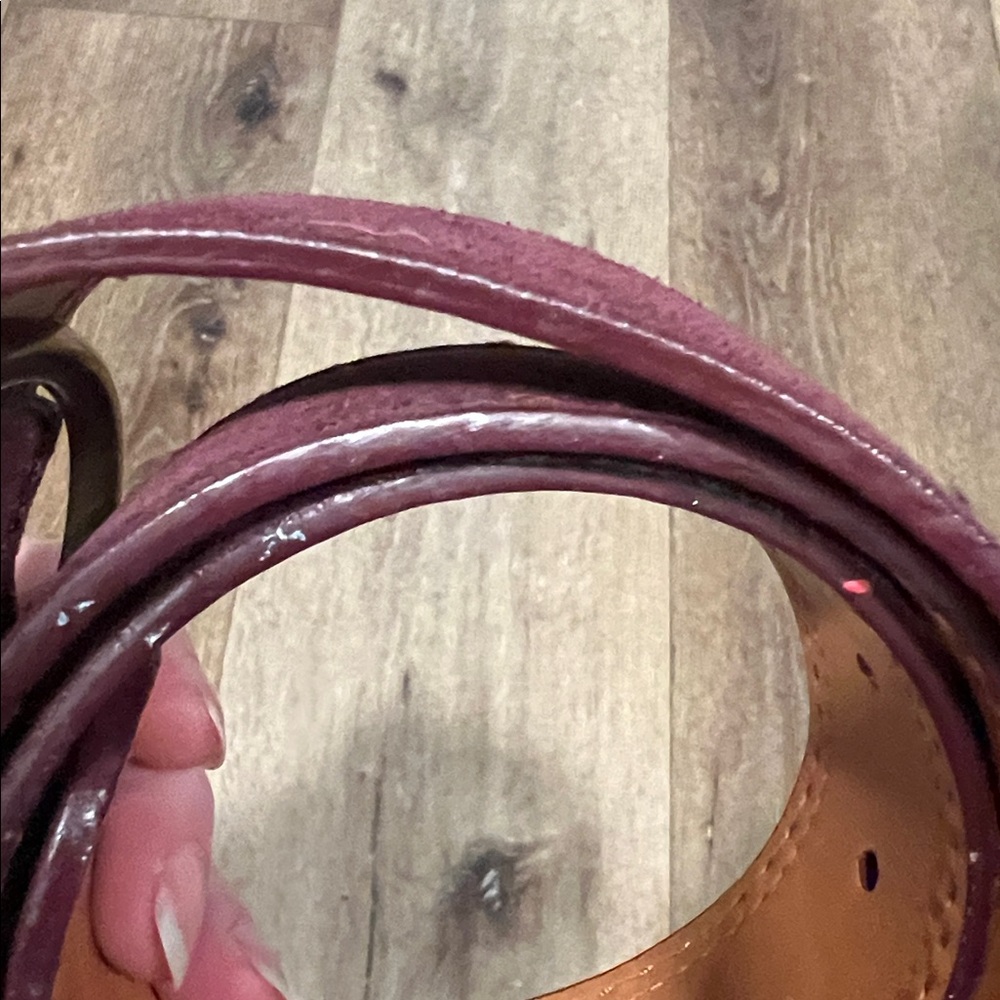 Lauren Ralph Lauren Eggplant Colored Suede Belt w/Brass Buckle Size S - Picture 10 of 10